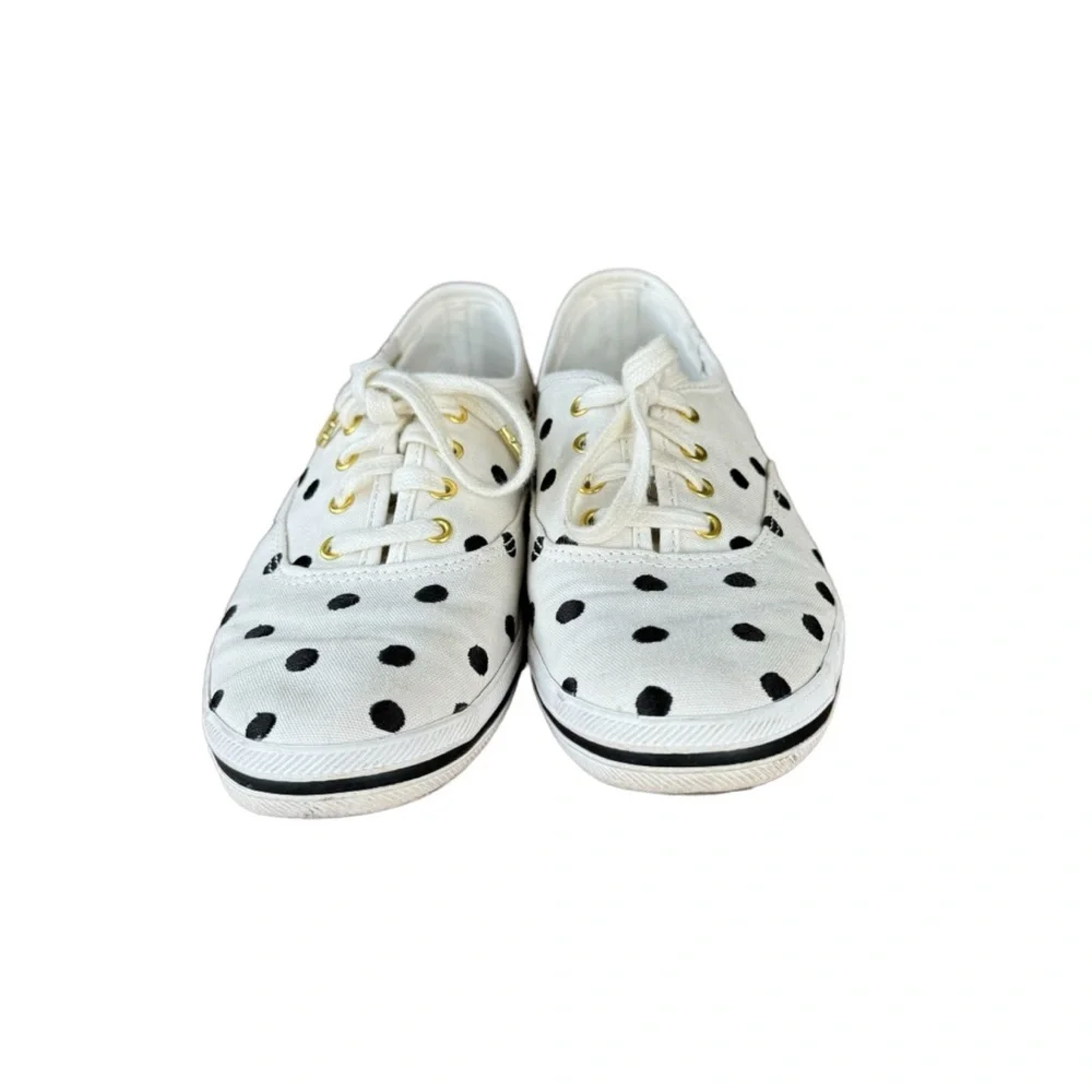 Kate Spade New York Keds Women's White Sneakers With Black Polka Dots Size 6.5